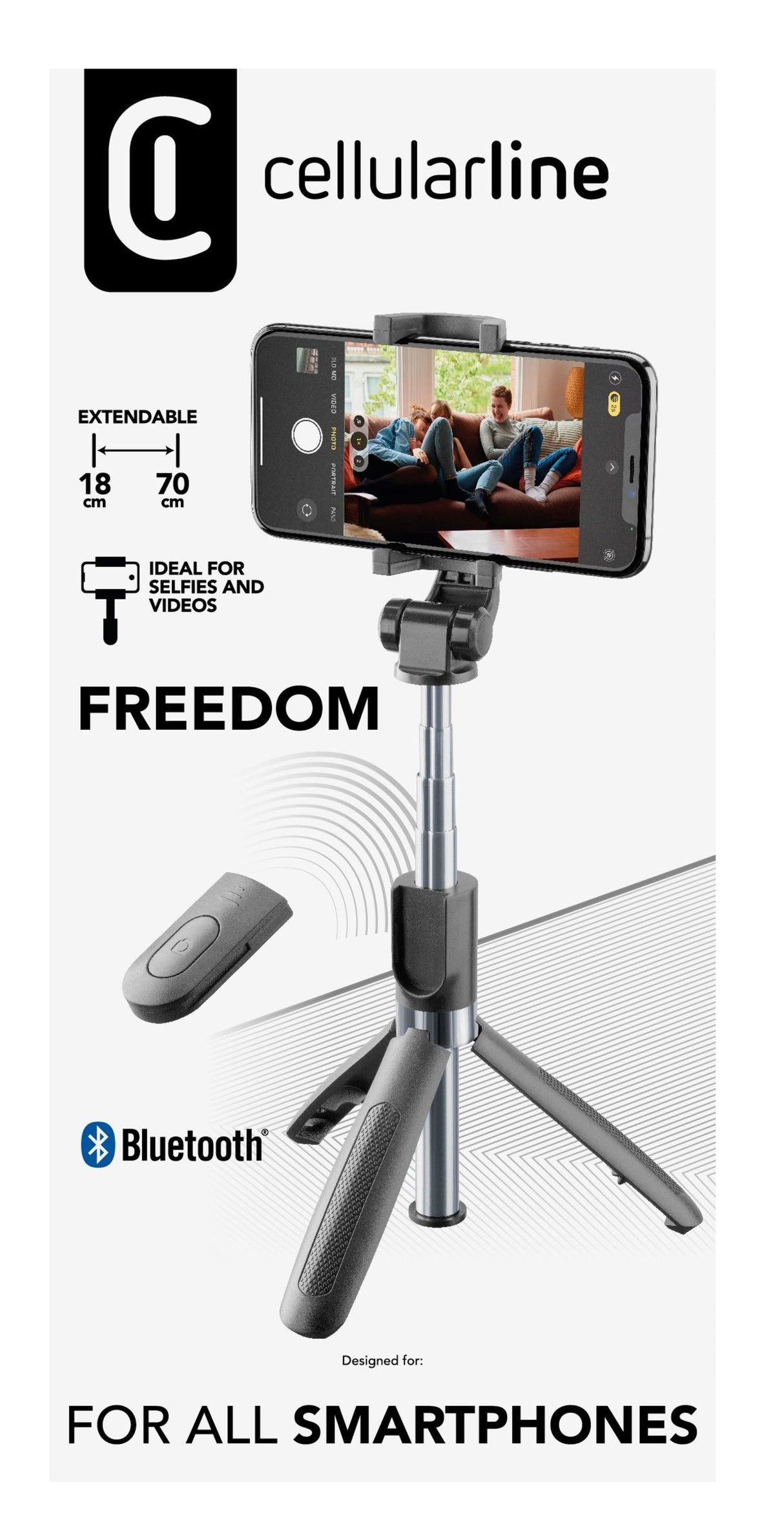 Cellularline Freedom - Universale Asta selfie Bluetooth® treppiede