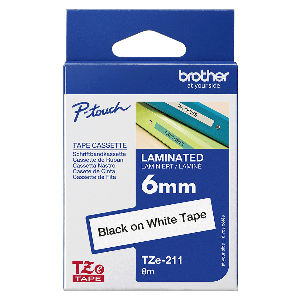 Brother TZe-211 nastro per etichettatrice Nero su bianco