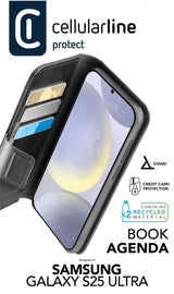 Cellularline Book Agenda - Galaxy S25 Ultra Custodia a libro effetto pelle con chiusura magnetica