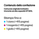 HP Cartuccia originale inchiostro tricromia ad alta capacità 62XL
