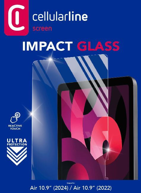 Cellularline Impact Glass - iPad Air 10.9'' (2024) Vetro temperato sottile e resistente