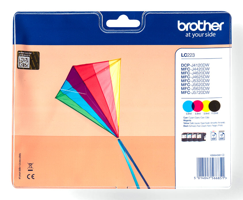 Brother LC-223VALBP cartuccia d'inchiostro 4 pz Originale Nero, Ciano, Magenta, Giallo