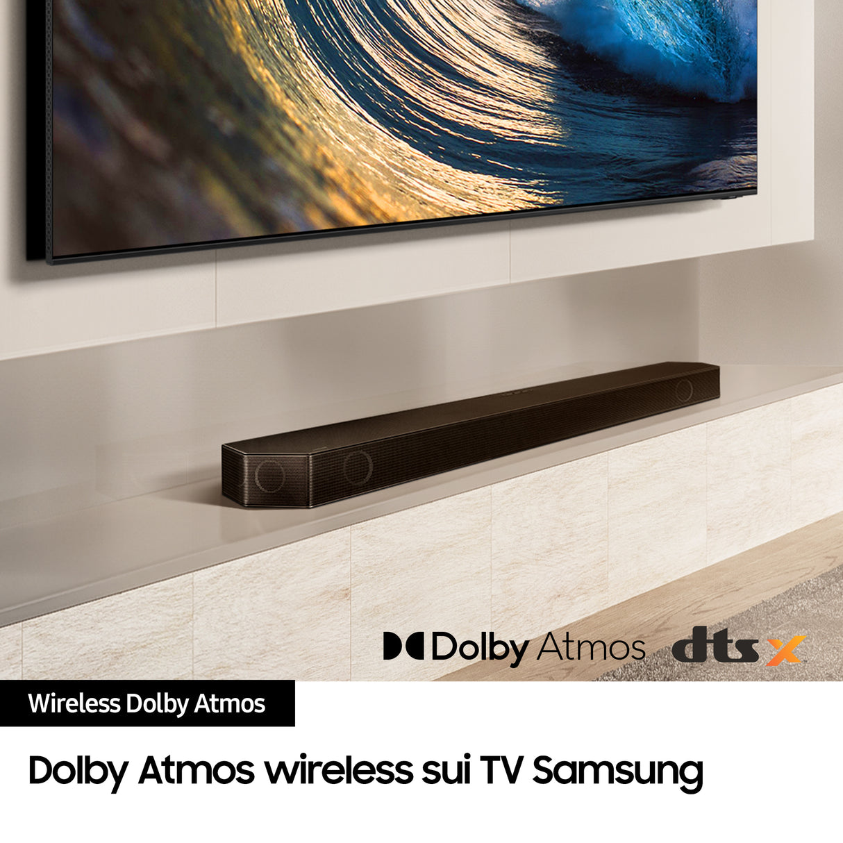 Samsung Soundbar HW-Q800D/ZF Serie Q, 11 Speaker, Wireless Dolby Atmos, Audio a 5.1.2 Canali, Q-Simphony, Alexa integrato e compatibile con Google Assistant, Black 2024