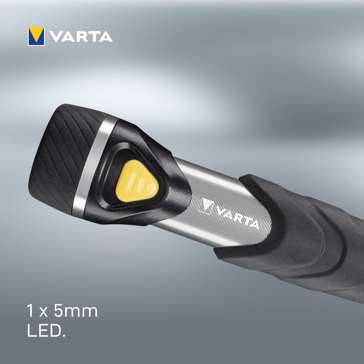 Varta Day Light Key Chain LED Flashlight (incl. anello portachiavi e 1x batteria AAA Longlife Power, antiurto) argento/nero per la casa, tutti i giorni, interruzioni di corrente