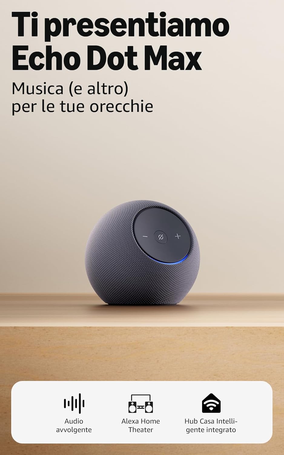 Amazon Echo Dot Max - Altoparlante Alexa con audio avvolgente, Hub Casa Intelligente integrato, Grafite