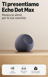 Amazon Echo Dot Max - Altoparlante Alexa con audio avvolgente, Hub Casa Intelligente integrato, Grafite