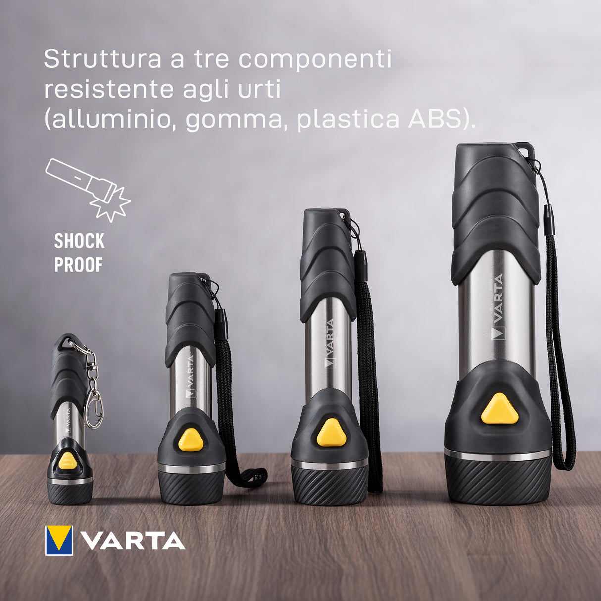 Varta Day Light Key Chain LED Flashlight (incl. anello portachiavi e 1x batteria AAA Longlife Power, antiurto) argento/nero per la casa, tutti i giorni, interruzioni di corrente