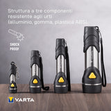 Varta Day Light Key Chain LED Flashlight (incl. anello portachiavi e 1x batteria AAA Longlife Power, antiurto) argento/nero per la casa, tutti i giorni, interruzioni di corrente