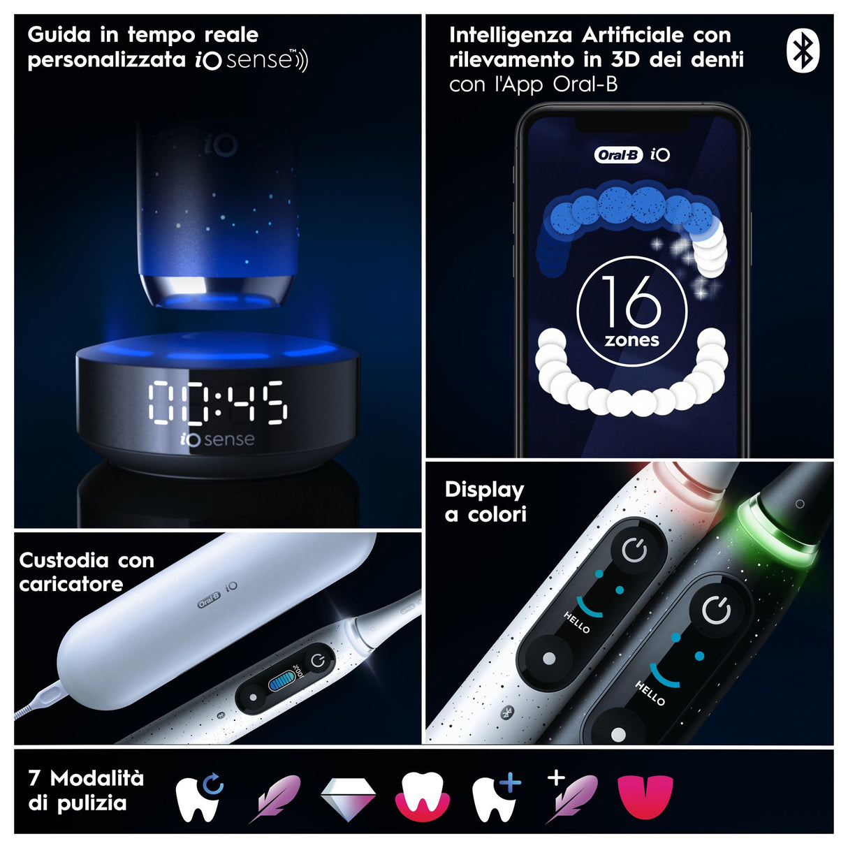Oral-B iO Spazzolino Elettrico Ricaricabile 10 Bianco,1 Testina, 1 Custodia Da Viaggio ricaricabile, 1 Caricatore Sense