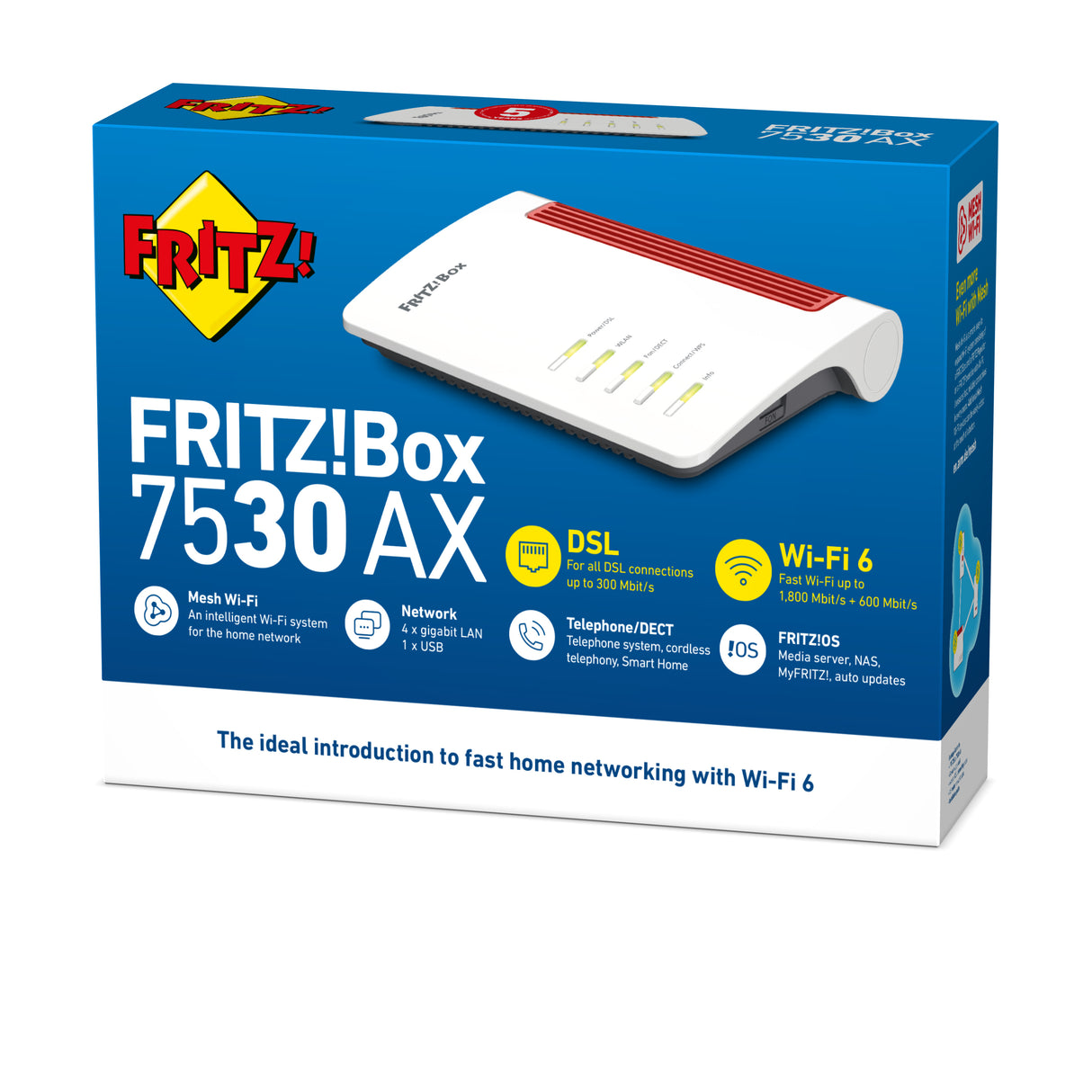 FRITZ!Box 7530 AX router wireless Gigabit Ethernet Dual-band (2.4 GHz/5 GHz) Bianco