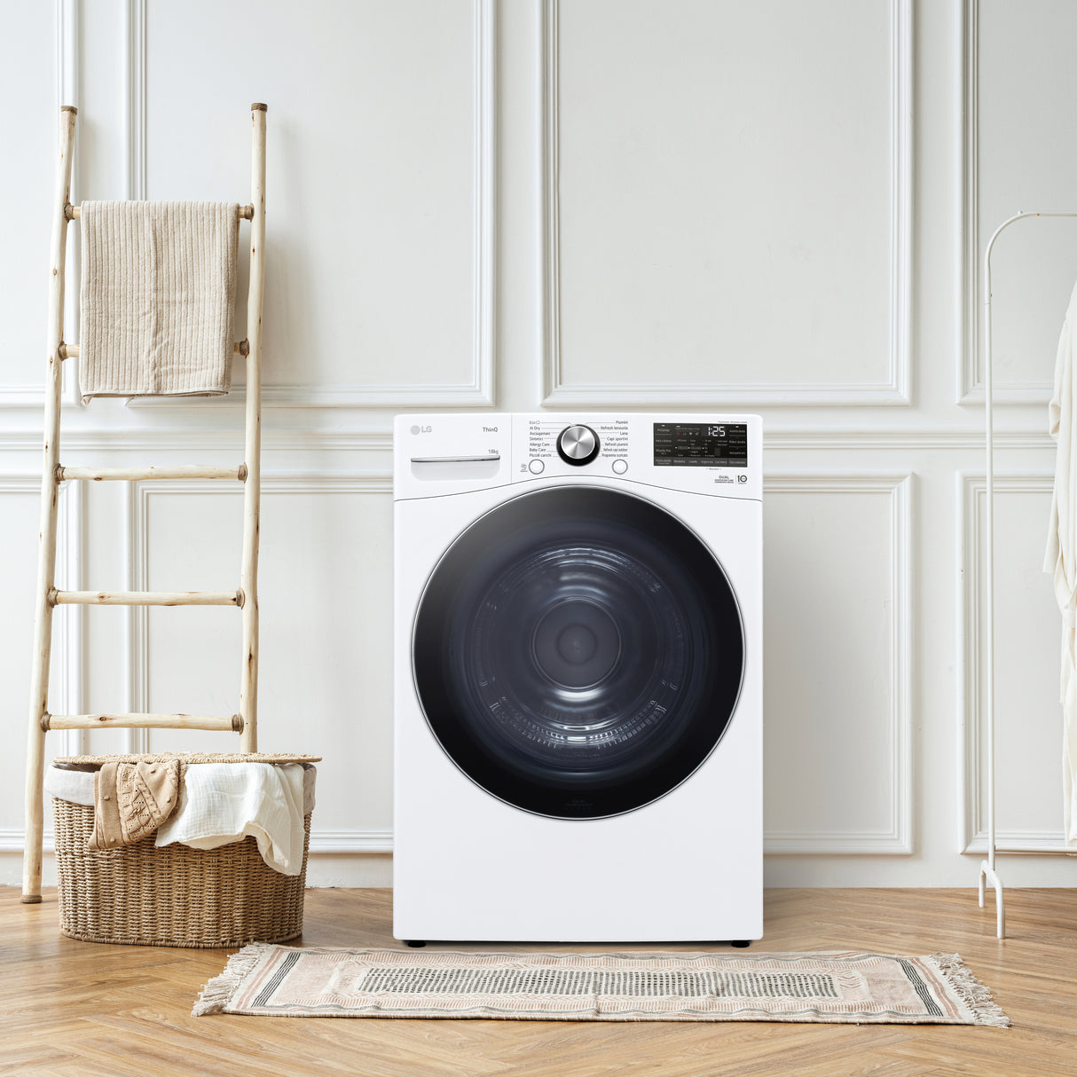 LG RH18U8AVCW Asciugatrice 18kg Pompa di calore DUAL Inverter Classe A+++, Motore Direct Drive, AI Dry, Wi-Fi, Bianca