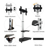 Techly Supporto a Pavimento con Mensola Trolley TV LCD/LED/Plasma 37-70" Bianco