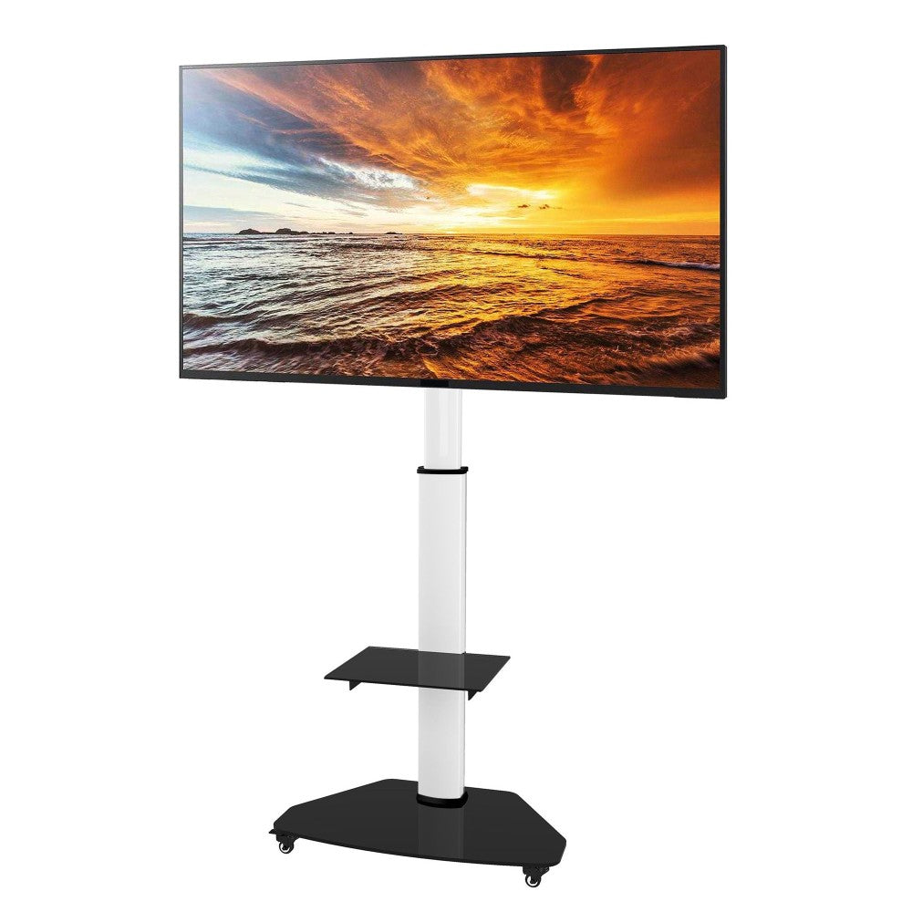 Techly Supporto a Pavimento con Mensola Trolley TV LCD/LED/Plasma 37-70" Bianco