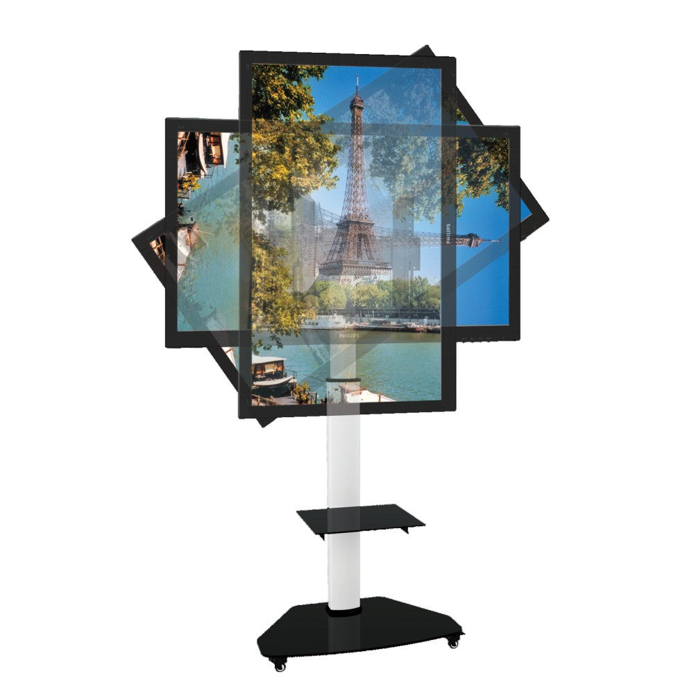 Techly Supporto a Pavimento con Mensola Trolley TV LCD/LED/Plasma 37-70" Bianco