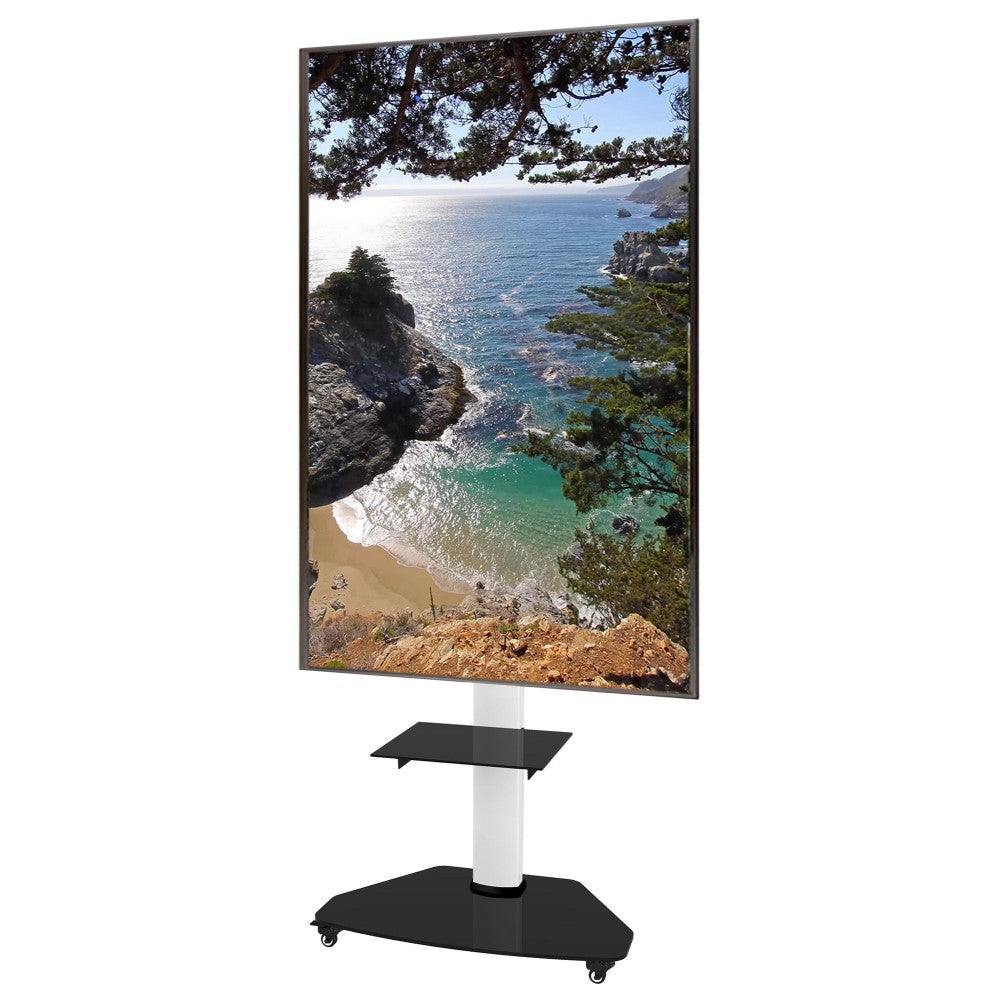 Techly Supporto a Pavimento con Mensola Trolley TV LCD/LED/Plasma 37-70" Bianco