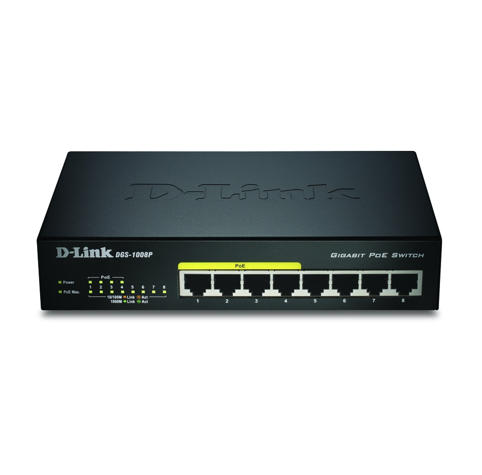 D-Link DGS-1008P/E switch di rete Non gestito L2 Supporto Power over Ethernet (PoE) Nero