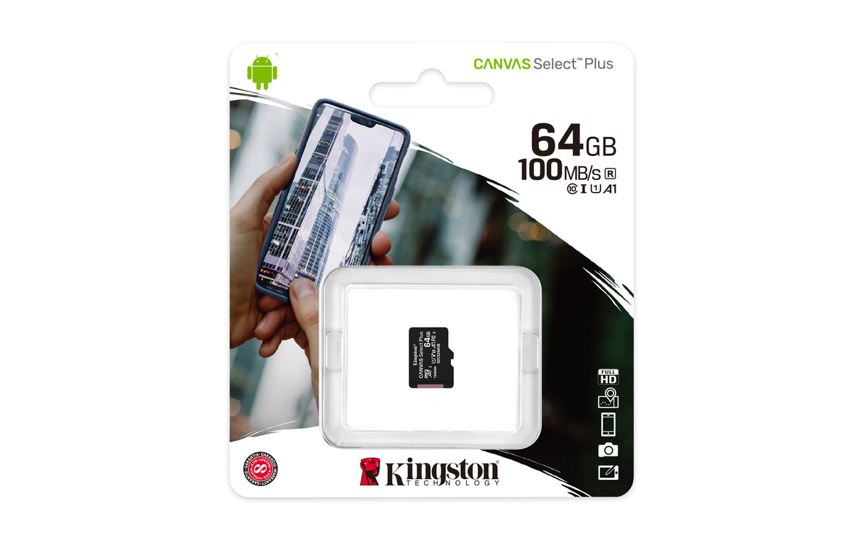 Kingston Technology Scheda micSDXC Canvas Select Plus 100R A1 C10 da 64GB confezione singola senza adattatore