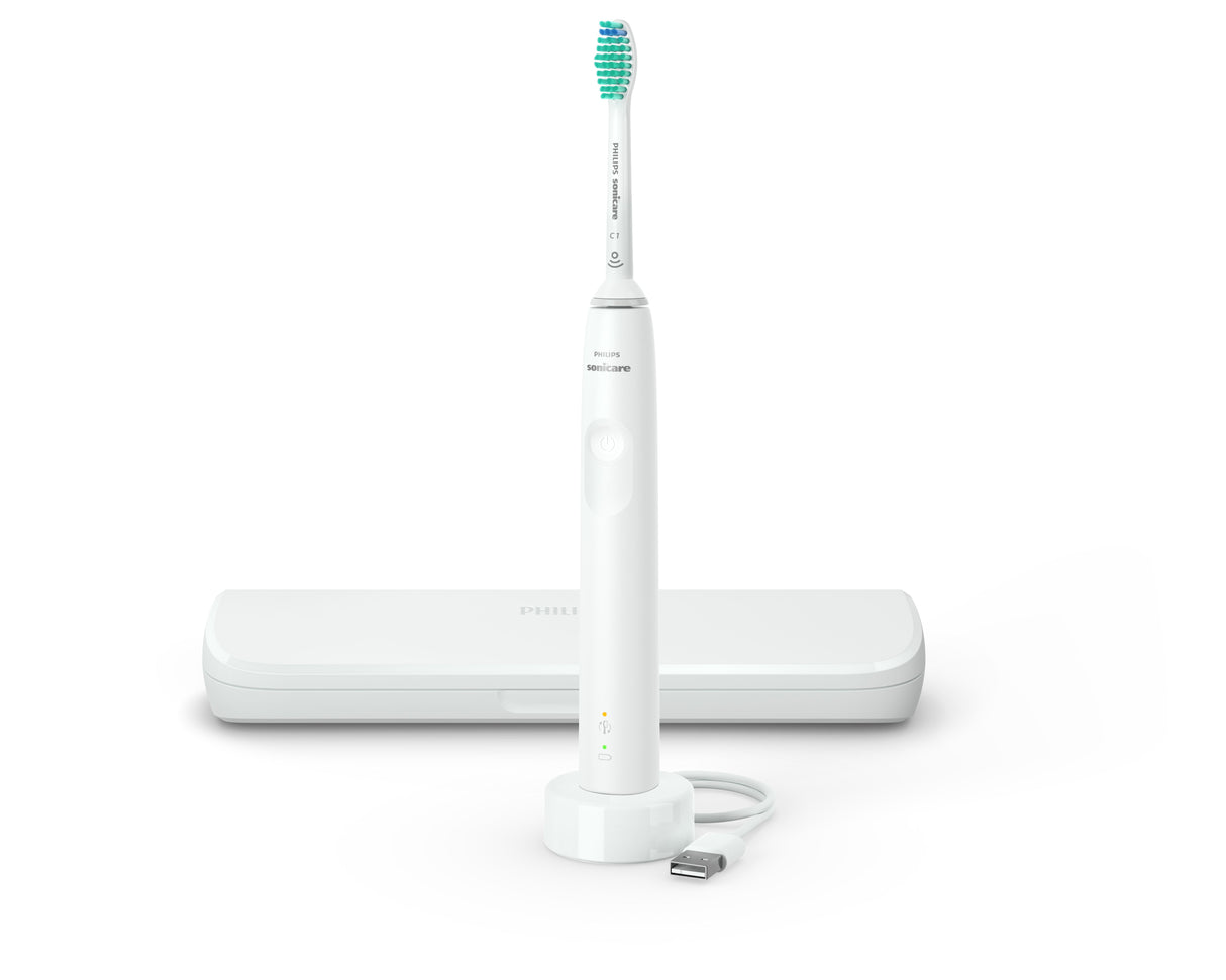 Philips 3100 series Sonicare Spazzolino Elettrico Sonico Bianco, con custodia da viaggio HX3673/13