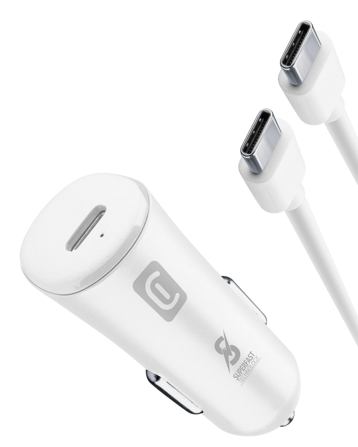 Cellularline Super Fast Car Power Kit 25W - USB-C to USB-C - Samsung Caricabatterie da auto USB-C Super Fast Charge 25W con cavo USB-C to USB-C