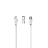 Hama Cavo antenna M/F con adattatore M/M, 5 metri, 75 dB, bianco