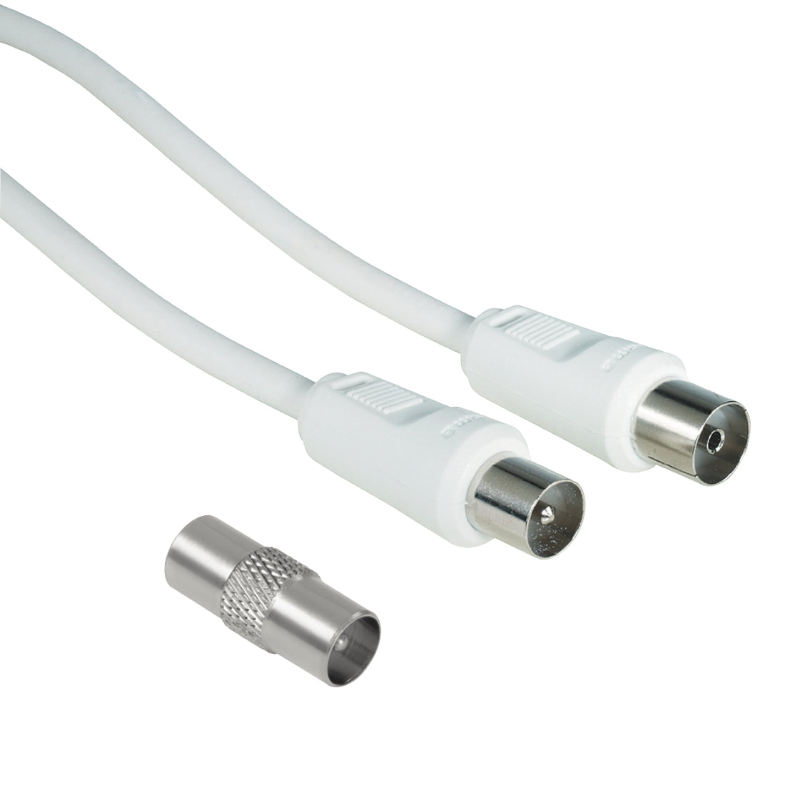 Hama Cavo antenna M/F con adattatore M/M, 5 metri, 75 dB, bianco