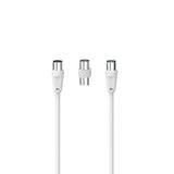 Hama Cavo antenna M/F con adattatore M/M, 1,5 metri, 75 dB, bianco
