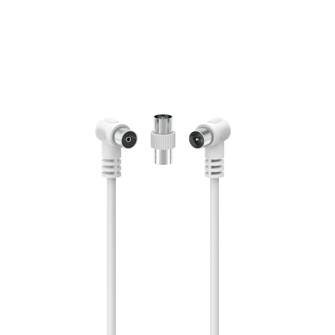Hama Cavo antenna 90° M/F con adattatore M/M, 3 metri, 75 dB, bianco