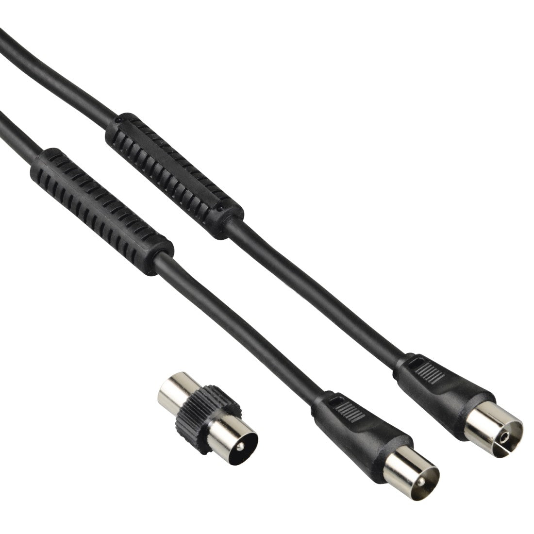 Hama Cavo antenna M/F con adattatore M/M, 1,5 metri, 85 dB, ferrite, nero