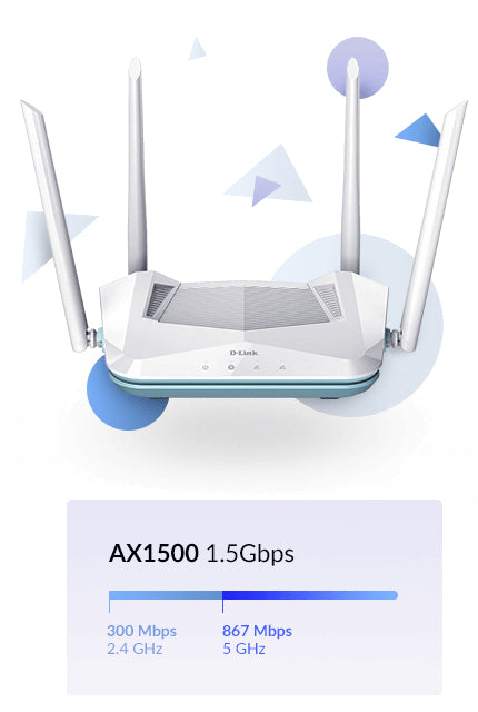 D-Link R15 router wireless Gigabit Ethernet Dual-band (2.4 GHz/5 GHz) Bianco