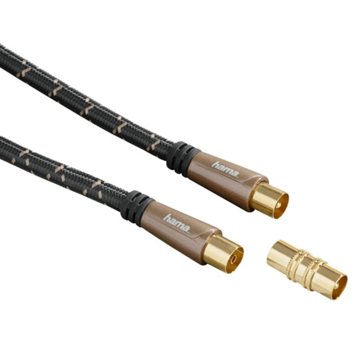 Hama Cavo antenna M/F con adattatore M/M, 1,5 metri, 120 dB, TPE, connettori dorati, ferrite, nero