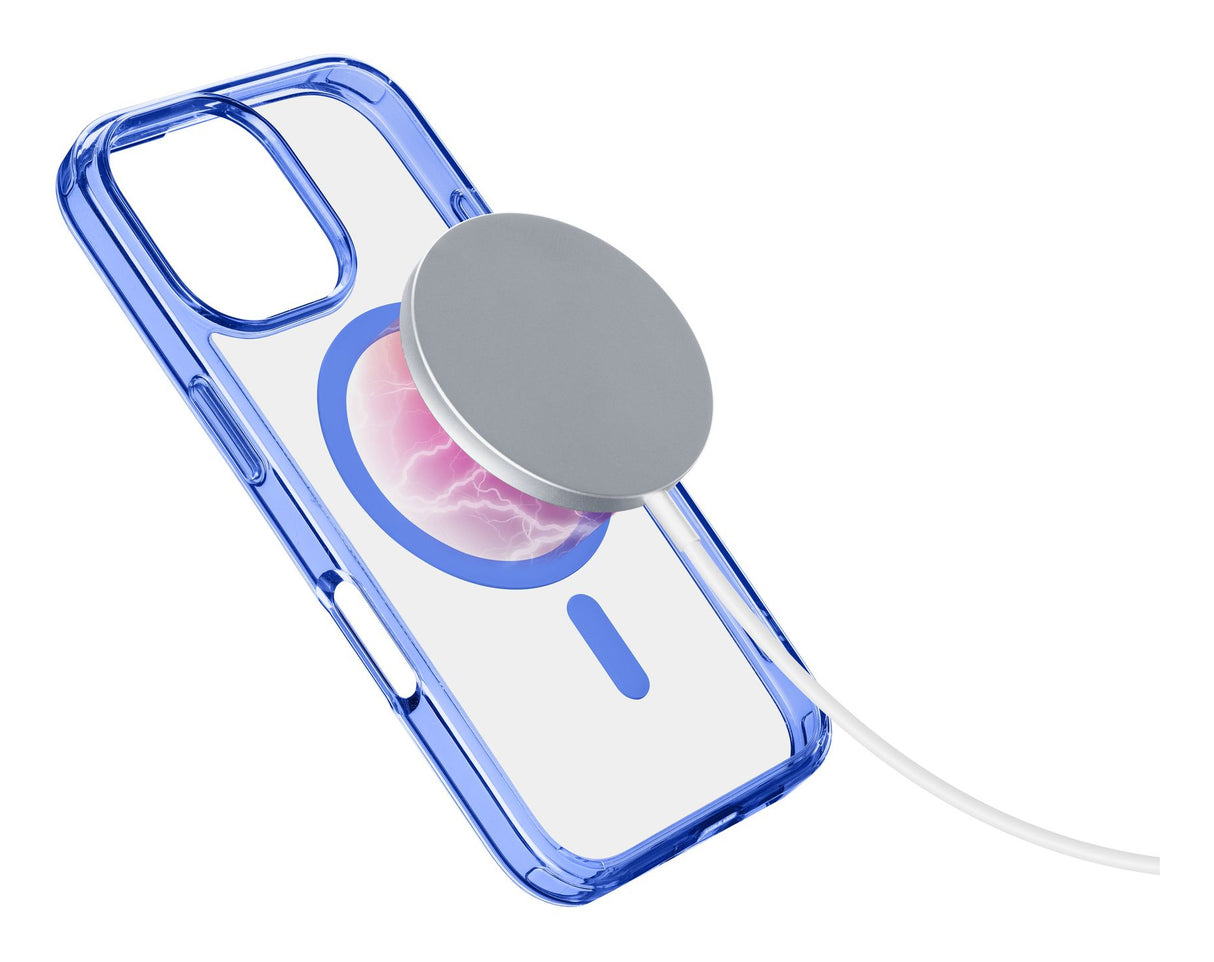Cellularline Iconic Mag - iPhone 16 Pro Custodia trasparente con bordi colorati compatibile con ecosistema Magsafe