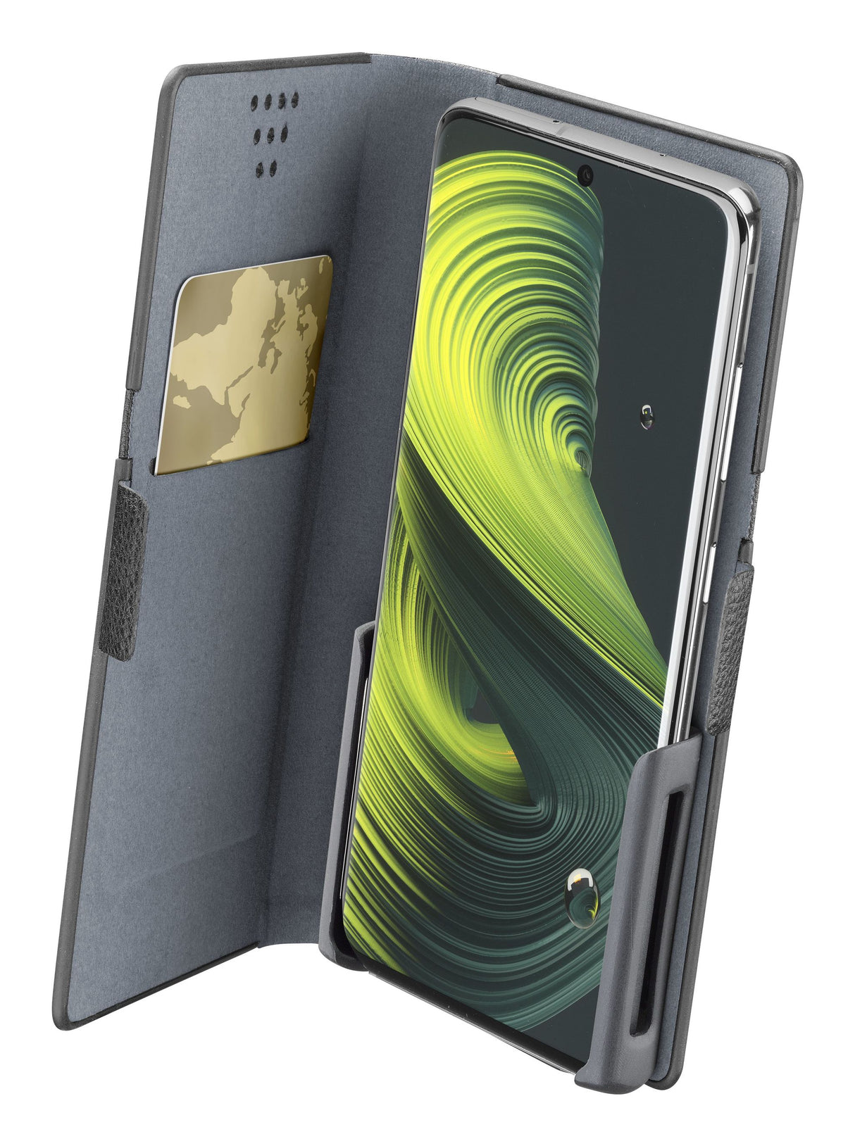 Cellularline Slide & Click - L: (Misure max telefono: 90mm X 170mm) Custodia a libro multicompatibile effetto pelle