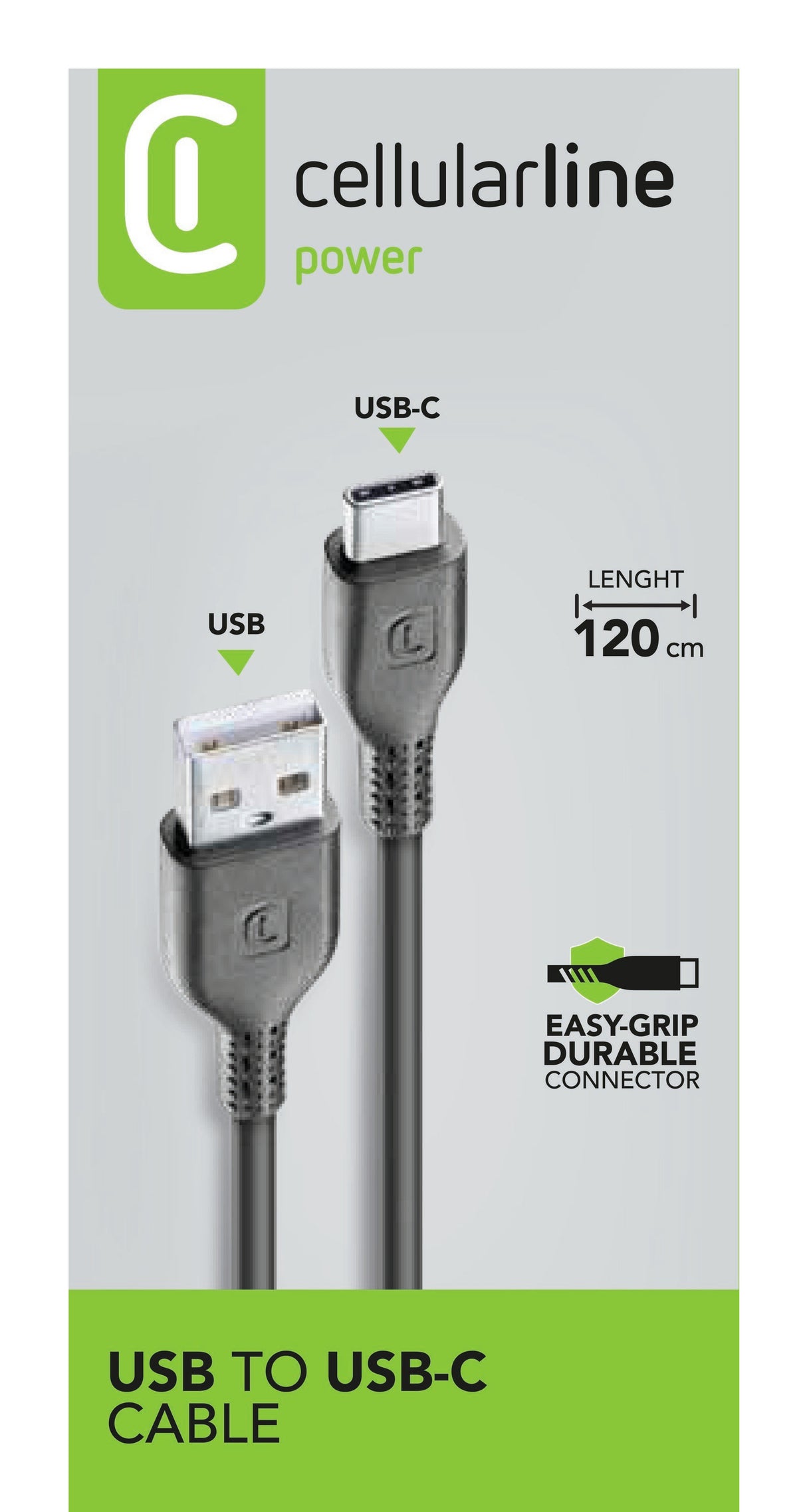 Cellularline Power Cable 120cm - USB-C Cavo USB-C per ricarica e trasferimento dati