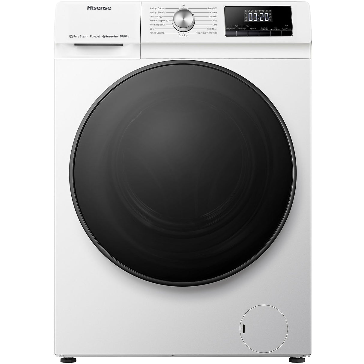 Hisense Lavatrice WFQA1014EVJM 10KG, Centrifuga 1400 giri, Classe A, Inverter, Vapore