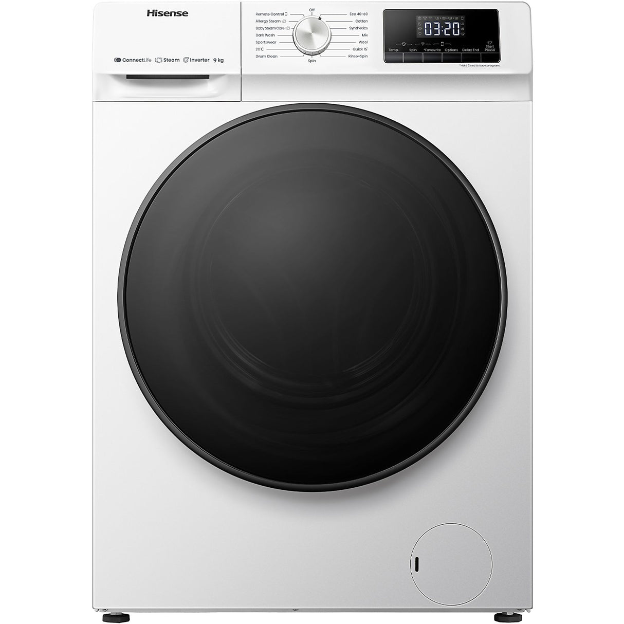 Hisense Lavatrice WFQA9014EVJM 9KG, Centrifuga 1400 giri, Classe A, Inverter, Vapore