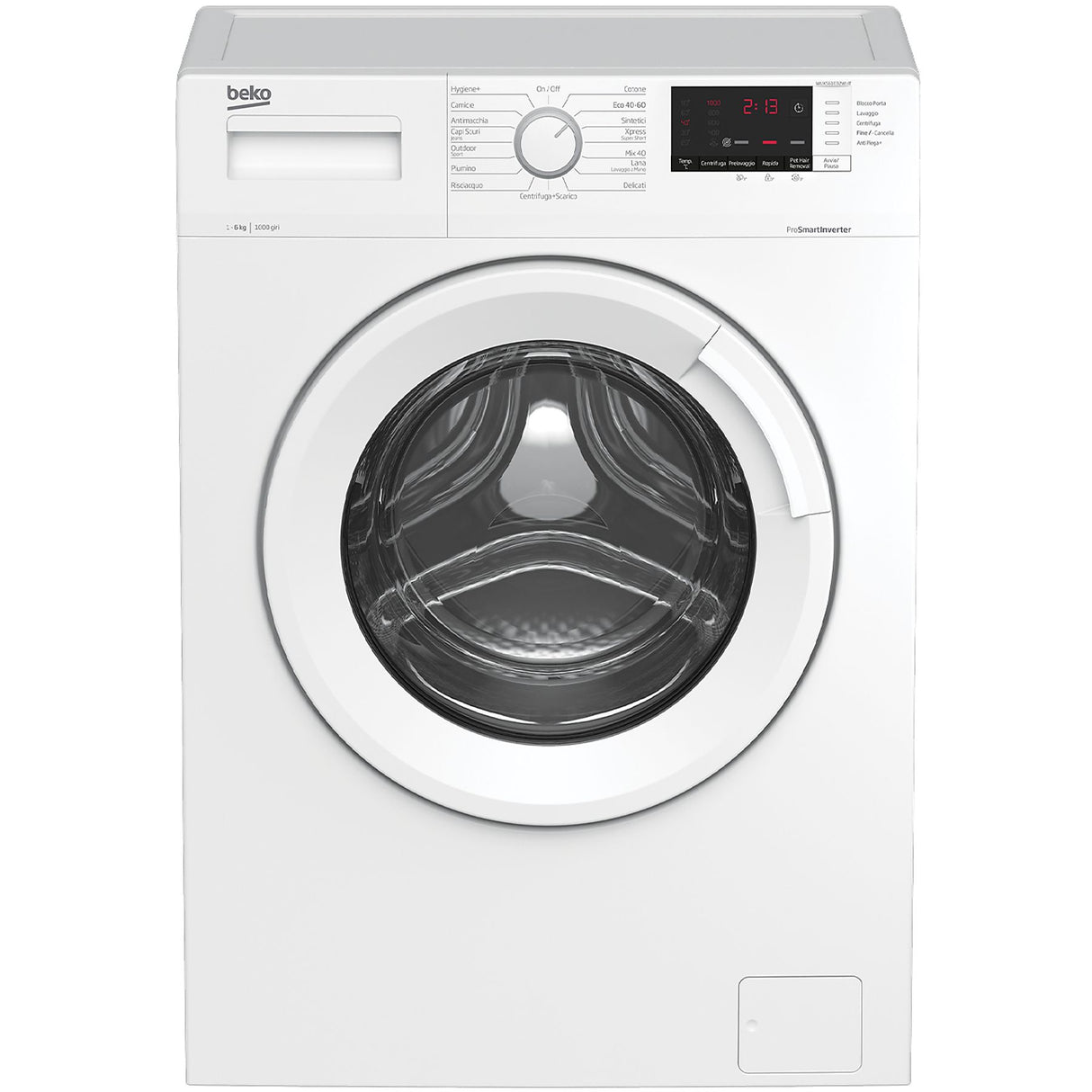 Beko Lavatrice Slim 6Kg WUXS61032WI-IT, Profondità 44 cm, Centrifuga 1000 giri, Motore inverter, Classe D, Bianco