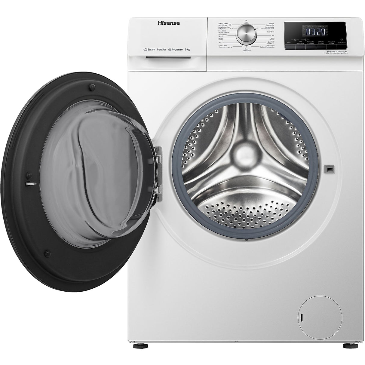 Hisense Lavatrice WFQA9014EVJM 9KG, Centrifuga 1400 giri, Classe A, Inverter, Vapore