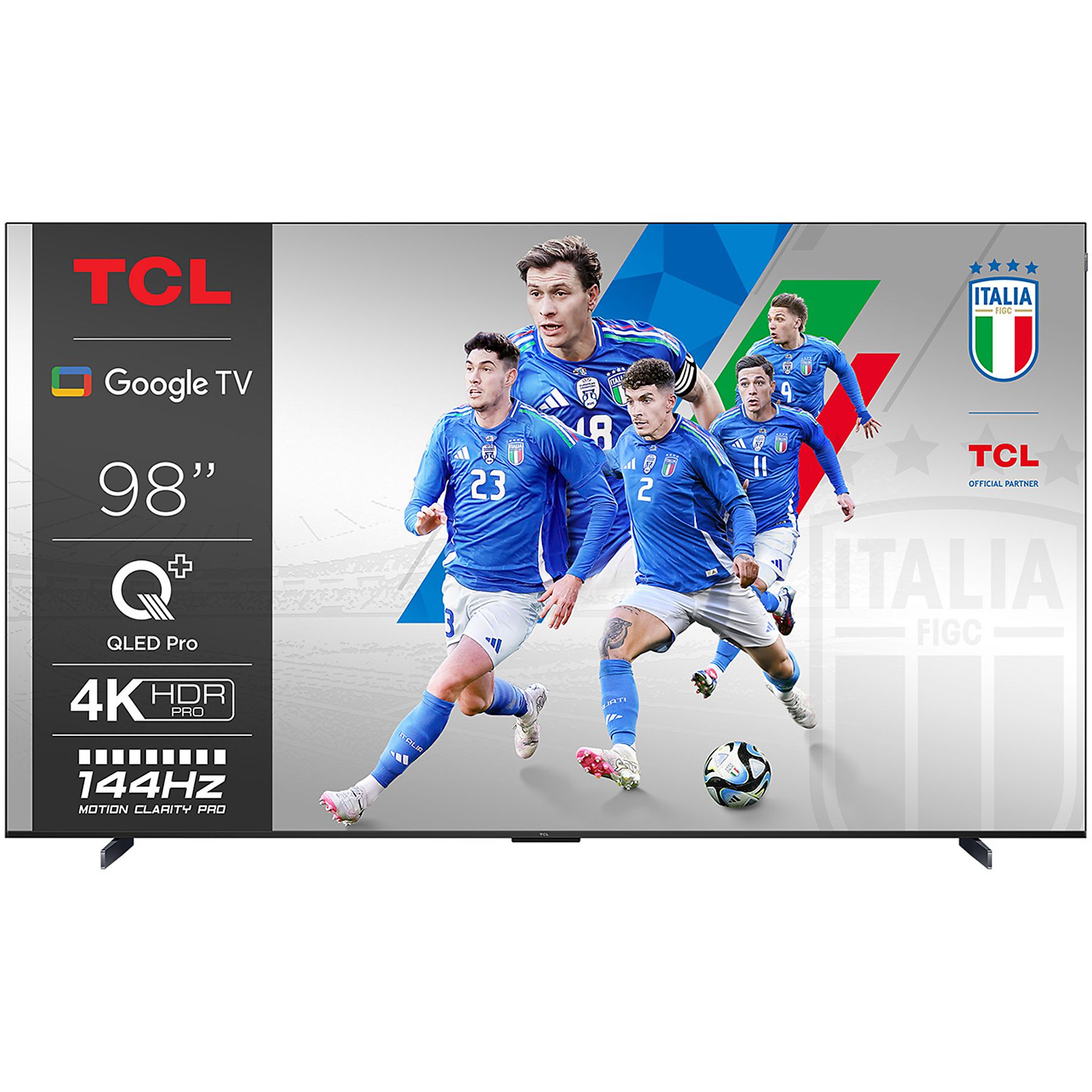 TCL 98C655 QLED Pro Smart TV 98 pollici, 4K Ultra HD, HDR, Google TV, Dolby Atmos, Wi-Fi, Bluetooth, Alexa e Google Assistant, Google Duo