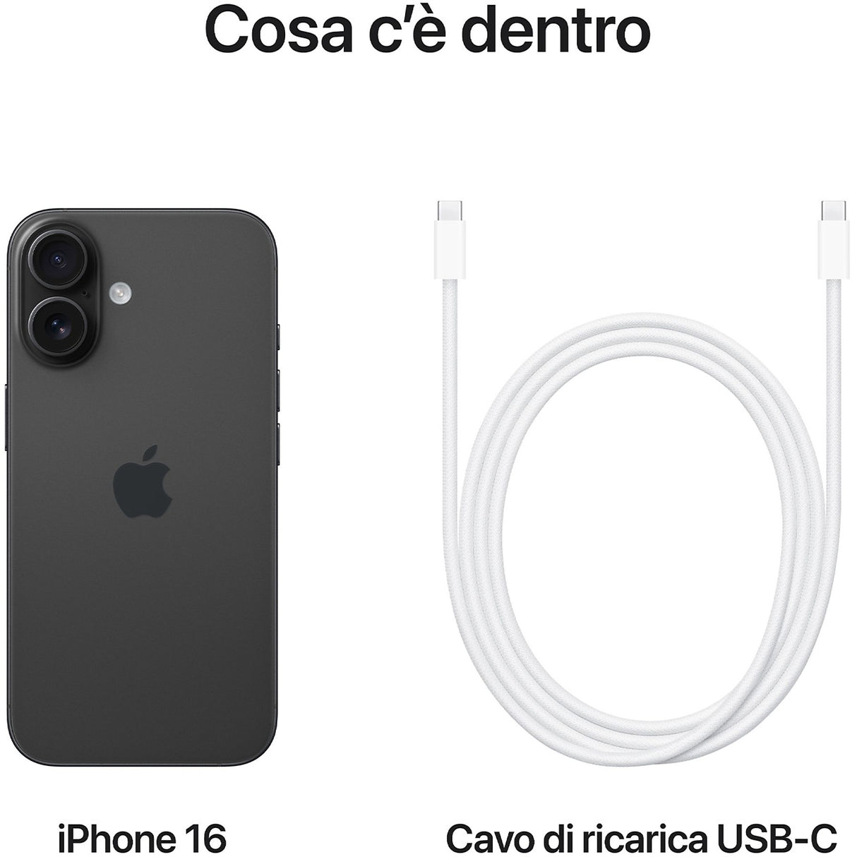 Apple iPhone 16 512GB, 6.1", Nero, 5G, Wi-Fi 7, Controllo fotocamera, chip A18, tanta autonomia in più