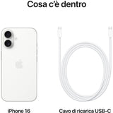 Apple iPhone 16 512GB, 6.1", Bianco, 5G, Wi-Fi 7, Controllo fotocamera, chip A18, tanta autonomia in più