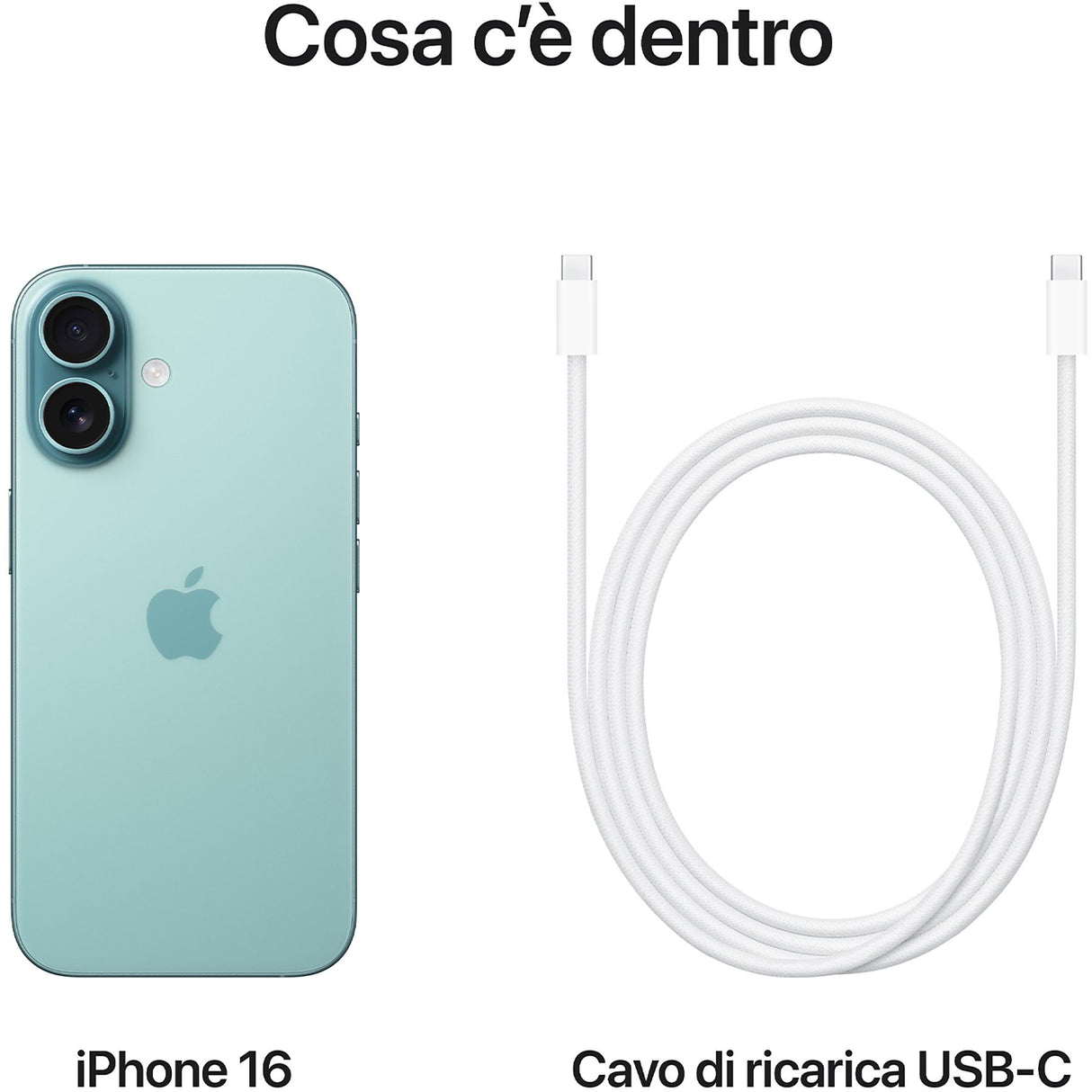 Apple iPhone 16 512GB, 6.1", Verde acqua, 5G, Wi-Fi 7, Controllo fotocamera, chip A18, tanta autonomia in più