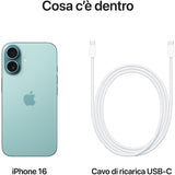 Apple iPhone 16 512GB, 6.1", Verde acqua, 5G, Wi-Fi 7, Controllo fotocamera, chip A18, tanta autonomia in più