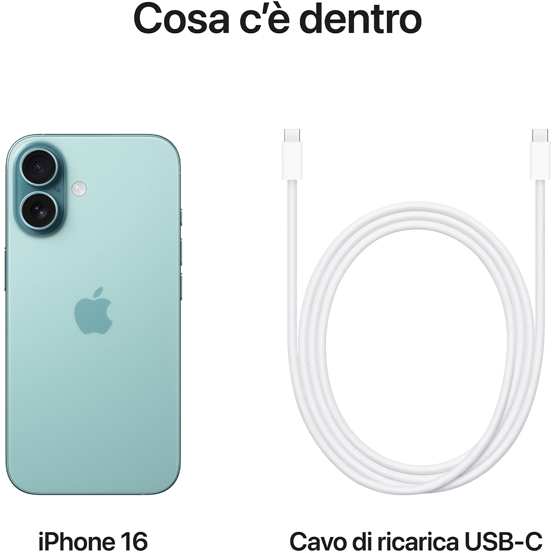 Apple iPhone 16 128GB, 6.1", Verde acqua, 5G, Wi-Fi 7, Controllo fotocamera, chip A18, tanta autonomia in più