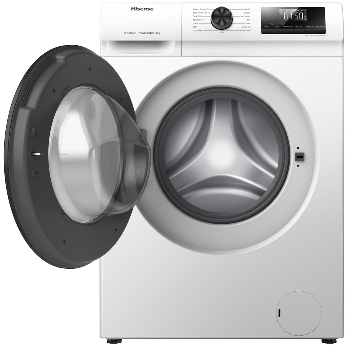 Hisense Lavatrice 7Kg SERIE WF WFQP7012EVM, Slim 45cm, Centrifuga 1200 giri, Bianco e Nero , classe C