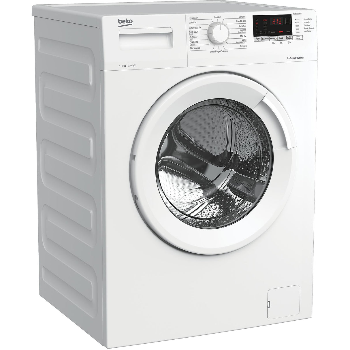 Beko Lavatrice 9Kg WTX91232WI IT, Centrifuga 1200 giri, classe B, Bianco