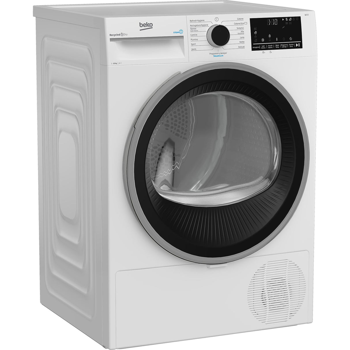 Beko Asciugatrice BEYOND BT3122IS, 12KG, Classe A+++, Bianco, oblò Nero