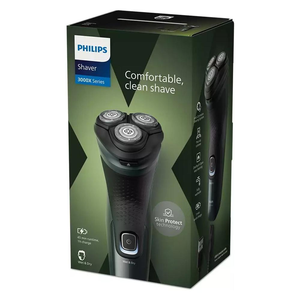 Rasoio barba Philips X3052 00 SERIE 3000X PowerCut Verde foresta scuro