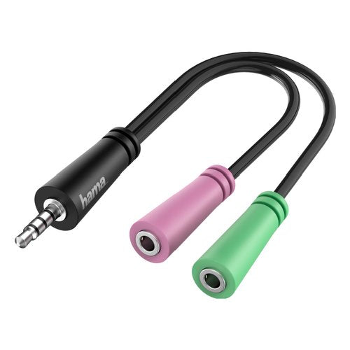 Hama Adattatore Jack 3,5 mm 4 poli M/ 2x Jack 3,5 mm F, per cuffie con microfono