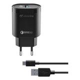 Cellularline USB Charger Kit 18W - USB-C - Huawei, Xiaomi, Wiko, Asus and other smartphone Caricabatterie da rete adattivo 18W con cavo USB-C
