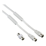 Hama Cavo antenna M/F con adattatore M/M, 1,5 metri, 85 dB, ferrite, bianco